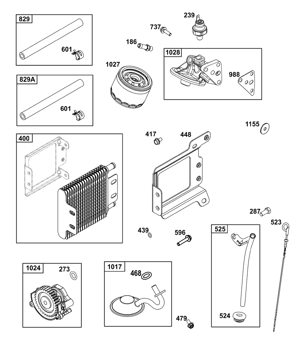 Lubrication Group Diagram and Parts List for 38E347-0020-G1 200000 - 399999 Briggs and Stratton Engine